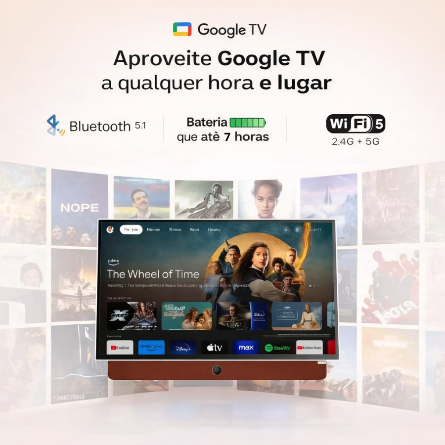 Televisão Led HD Portátil sem Fio com Bateria Bivolt de 7 Horas